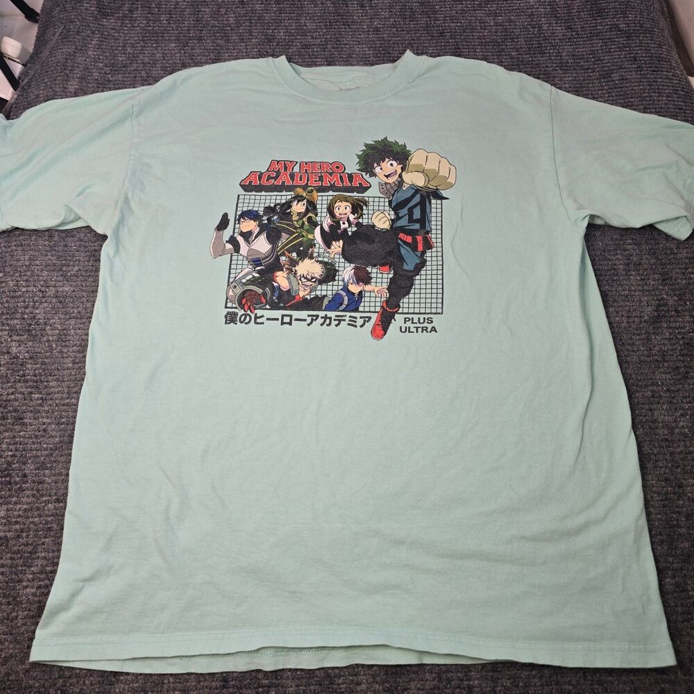 My Hero Academia T-Shirt Mens Size L Aqua Blue Graphic Short Sleeve Anime Tee